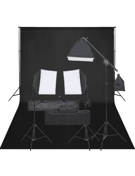 Kit studio foto cu set de lumini și fundal