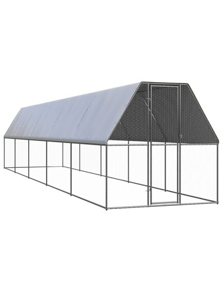 Coteț de păsări pentru exterior, 2x10x2 m, oțel galvanizat