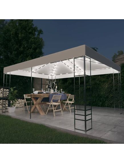 Pavilion cu șir de lumini led, alb, 4x3x2,7 m