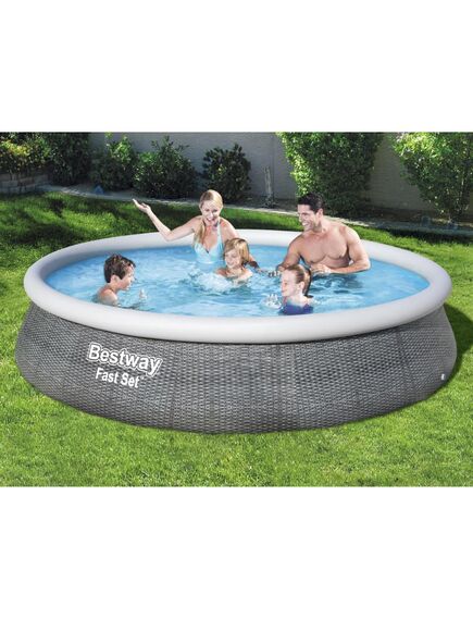 Bestway set piscină gonflabilă fast set, cu pompă, 396 x 84 cm