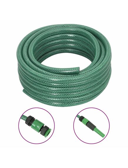 Furtun de grădină cu set de racorduri, verde, 0,6", 30 m, pvc