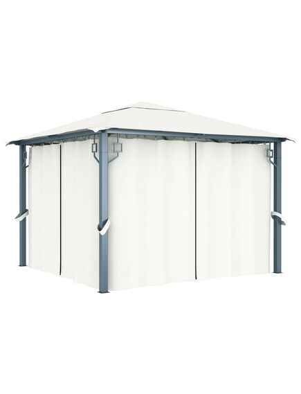 Pavilion cu perdele, crem, 300 x 300 cm, aluminiu