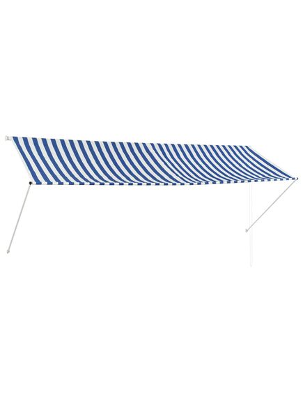 Copertină retractabilă, albastru și alb, 350 x 150 cm