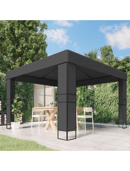 Pavilion cu acoperiș dublu, antracit, 3 x 3 m