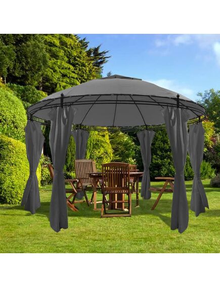 Pavilion cu perdele, antracit, 3,5 x 2,7 m, rotund