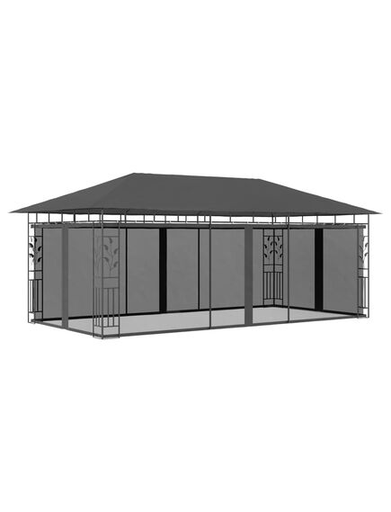 Pavilion cu plasă anti-țânțari, antracit, 6 x 3 x 2,73 m