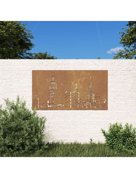 Decor perete de grădină 105x55 cm design orizont oțel corten