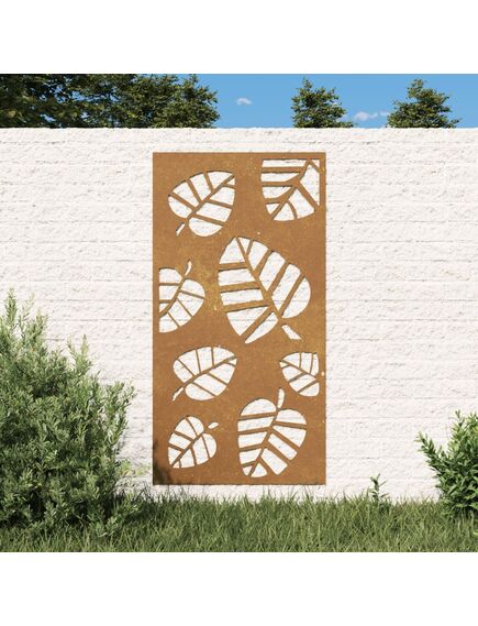 Decorație perete de grădină 105x55 cm design frunze oțel corten