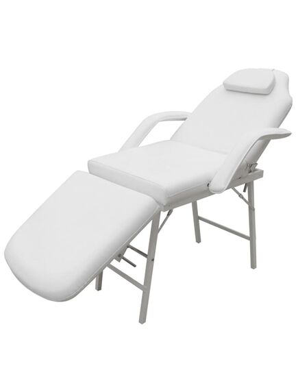 Scaun tratament facial, piele artificială, 185x78x76 cm, alb