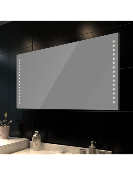 Oglindă de baie de perete, cu lumini led, 100 x 60 cm (l x î)