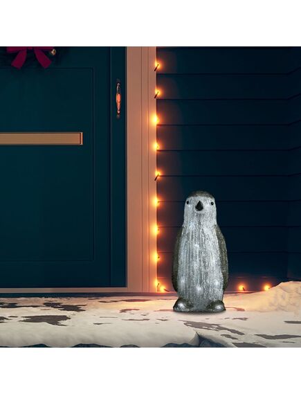 Figurină pinguin de crăciun cu led 30cm acril interior/exterior