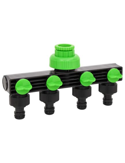 Adaptor pentru robinet 4 căi verde/negru 19,5x6x11 cm abs și pp