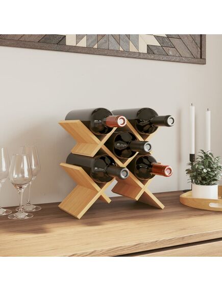 Raft de vin, pentru 5 sticle, 41x15x25 cm, bambus