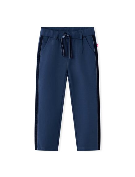 Pantaloni pentru copii cu ornamente negre, bleumarin, 116