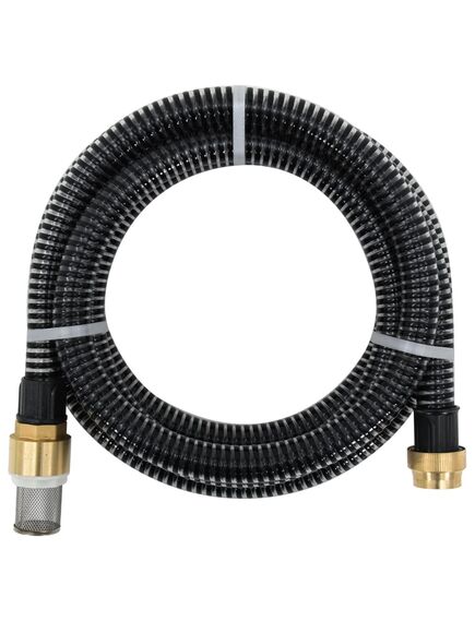 Furtun de aspirație cu racorduri din alamă, negru 1,1" 15 m pvc