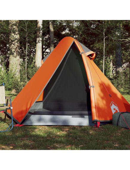 Cort camping 2 persoane gri/portocaliu 267x154x117cm tafta 185t