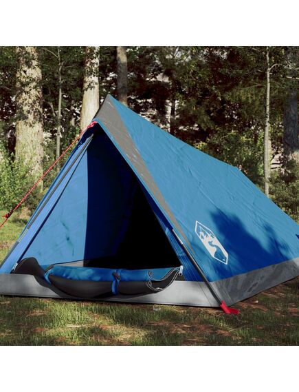 Cort de camping 2 persoane albastru 200x120x88/62 cm tafta 185t