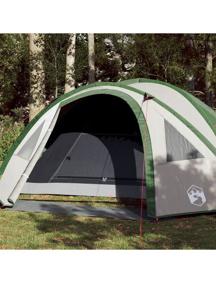 Cort de camping 4 persoane, verde, 300x250x132 cm, tafta 185t