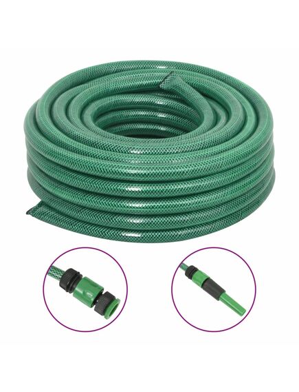 Furtun de grădină cu set de racorduri, verde, 0,9", 30 m, pvc