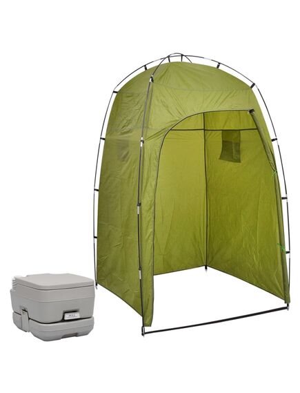 Toaletă portabilă de camping cu cort, 10+10 l