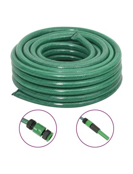 Furtun de grădină cu set de racorduri, verde, 0,9", 20 m, pvc