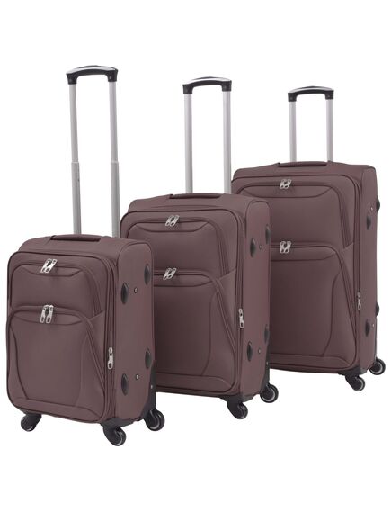 Set trolere din material textil, 3 piese, cafeniu