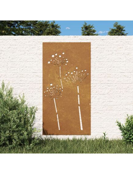 Decor perete de grădină 105x55 cm design flori oțel corten