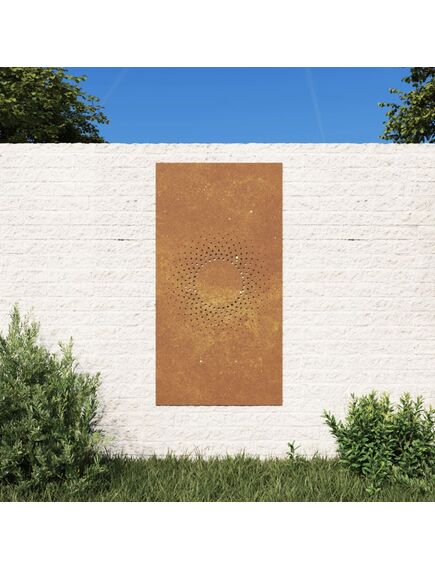 Decor perete de grădină 105x55 cm design soare oțel corten