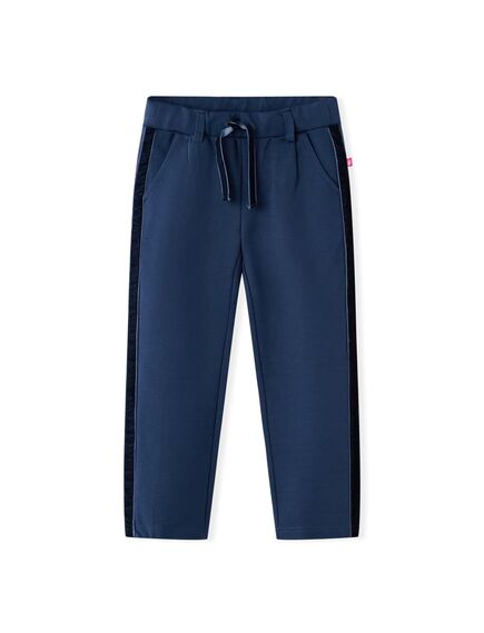 Pantaloni pentru copii cu ornamente negre, bleumarin, 104