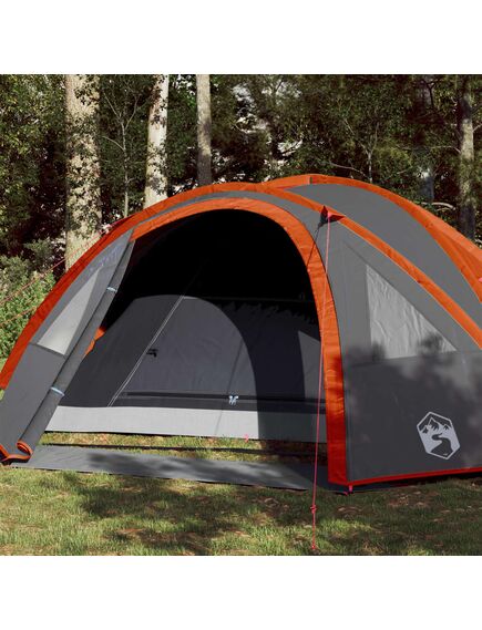 Cort camping 4 persoane gri/portocaliu 300x250x132cm tafta 185t