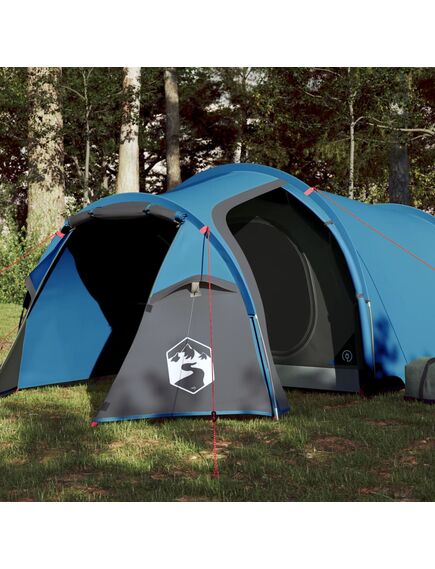 Cort de camping 4 persoane albastru, 360x135x105 cm, tafta 185t