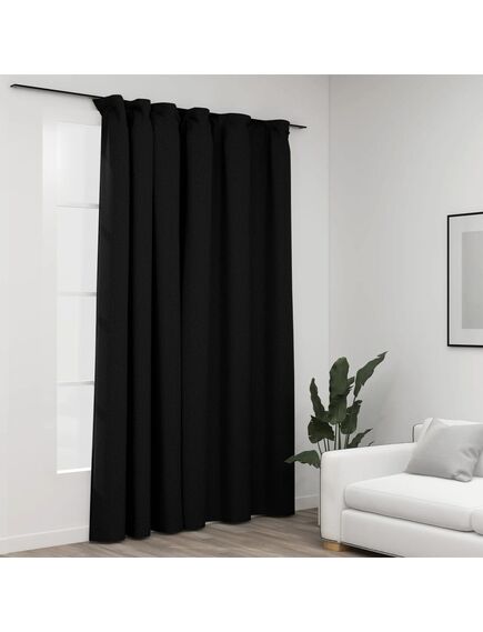 Draperie opacă, aspect de in, antracit, 290 x 245 cm, cârlige