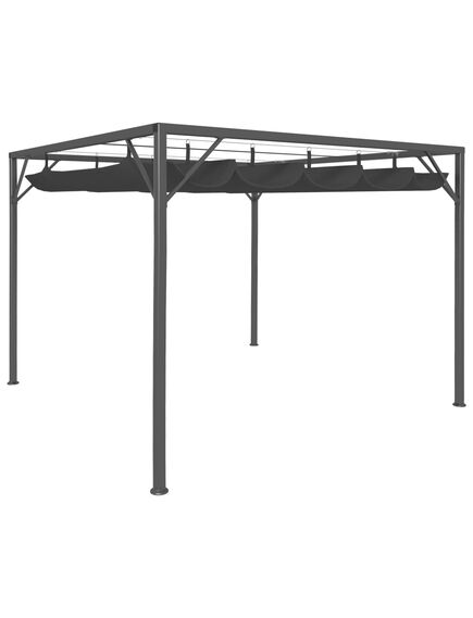 Pavilion de grădină cu acoperiș retractabil, antracit, 3 x 3 m