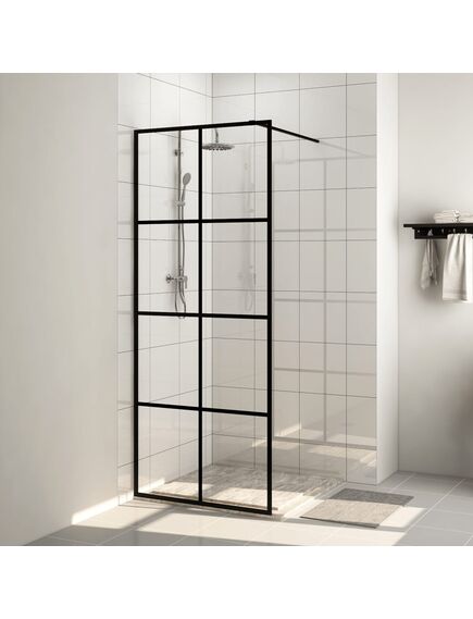 Paravan de duș walk-in negru 80x195 cm sticlă esg transparentă