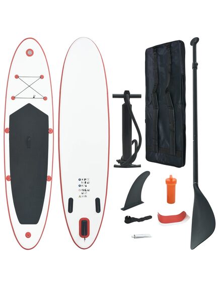 Set placă stand up paddle sup surf gonflabilă, roșu și alb