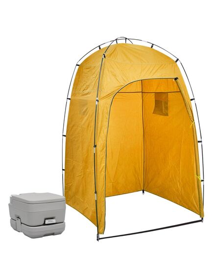 Toaletă portabilă de camping cu cort, 10+10 l