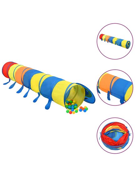 Tunel de joacă pt copii, 250 bile, multicolor, 245 cm poliester