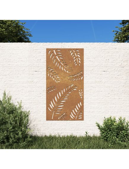 Decorație perete de grădină 105x55 cm design frunze oțel corten