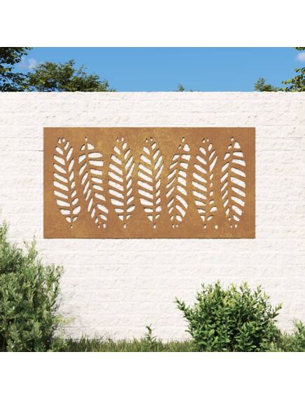 Decorație perete de grădină 105x55 cm design frunze oțel corten