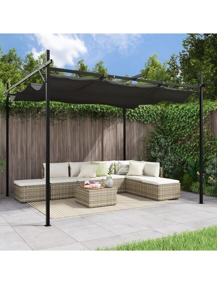 Pergola cu acoperiș retractabil, antracit, 295x292x230 cm