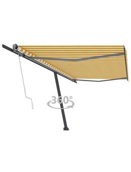 Copertină autonomă retractabilă automat galben&alb 500x300 cm