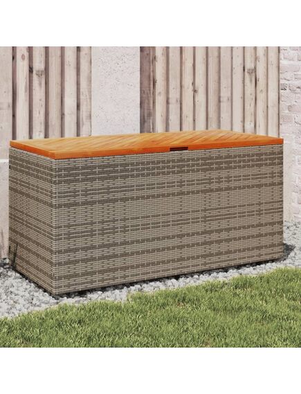 Ladă depozitare grădină gri 110x50x54 cm lemn acacia poliratan