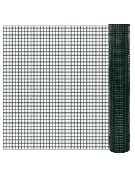 Plasă de sârmă găini, verde, 25 x 1 m, oțel galvanizat cu pvc