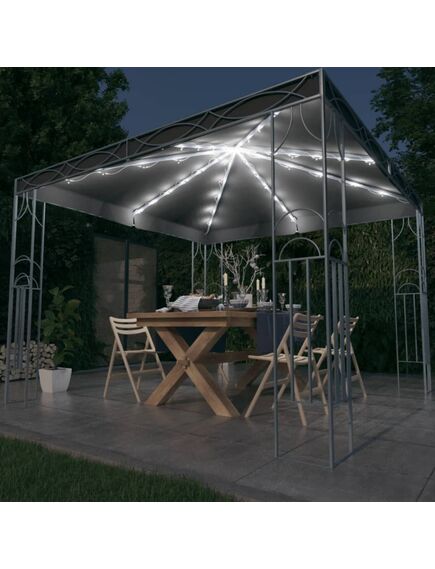 Pavilion cu șir de lumini led, antracit, 300x300cm