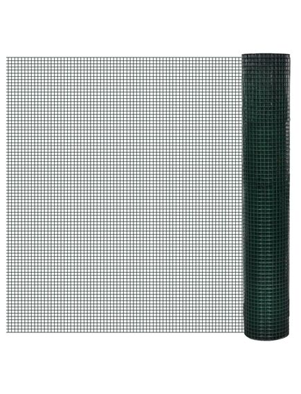 Plasă de sârmă găini, verde, 10 x 1 m, oțel galvanizat cu pvc