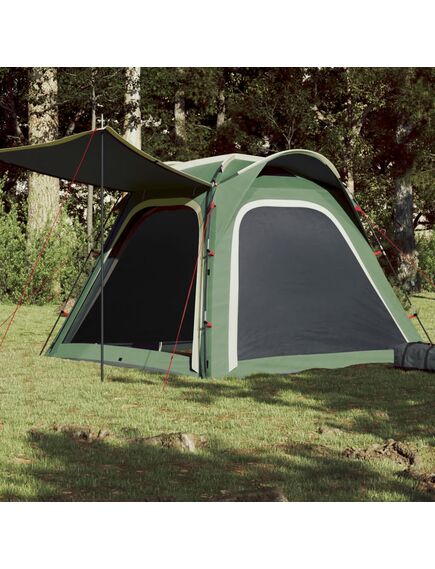 Cort de camping 4 persoane, verde, 240x221x160 cm, tafta 185t