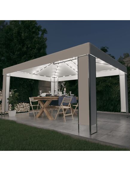 Pavilion cu șir de lumini led, alb, 3x4 m