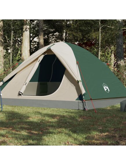 Cort de camping 3 persoane verde, 240x217x120 cm, tafta 190t