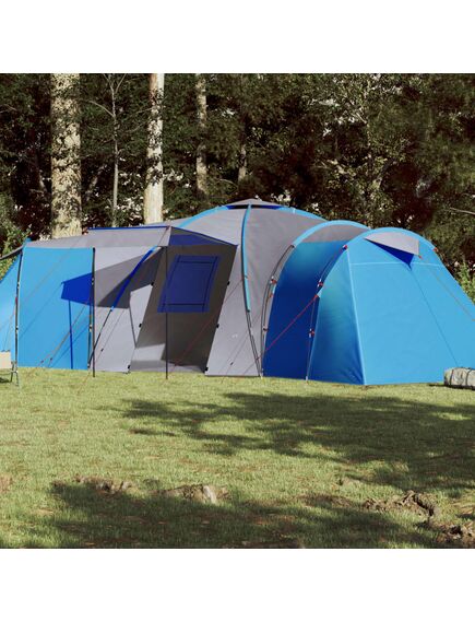 Cort camping 12 persoane, albastru, 840x720x200 cm, tafta 185t