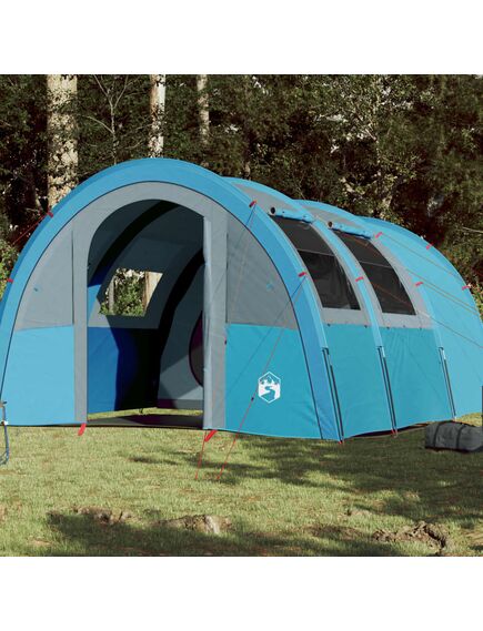 Cort de camping 4 persoane albastru, 483x340x193 cm, tafta 185t